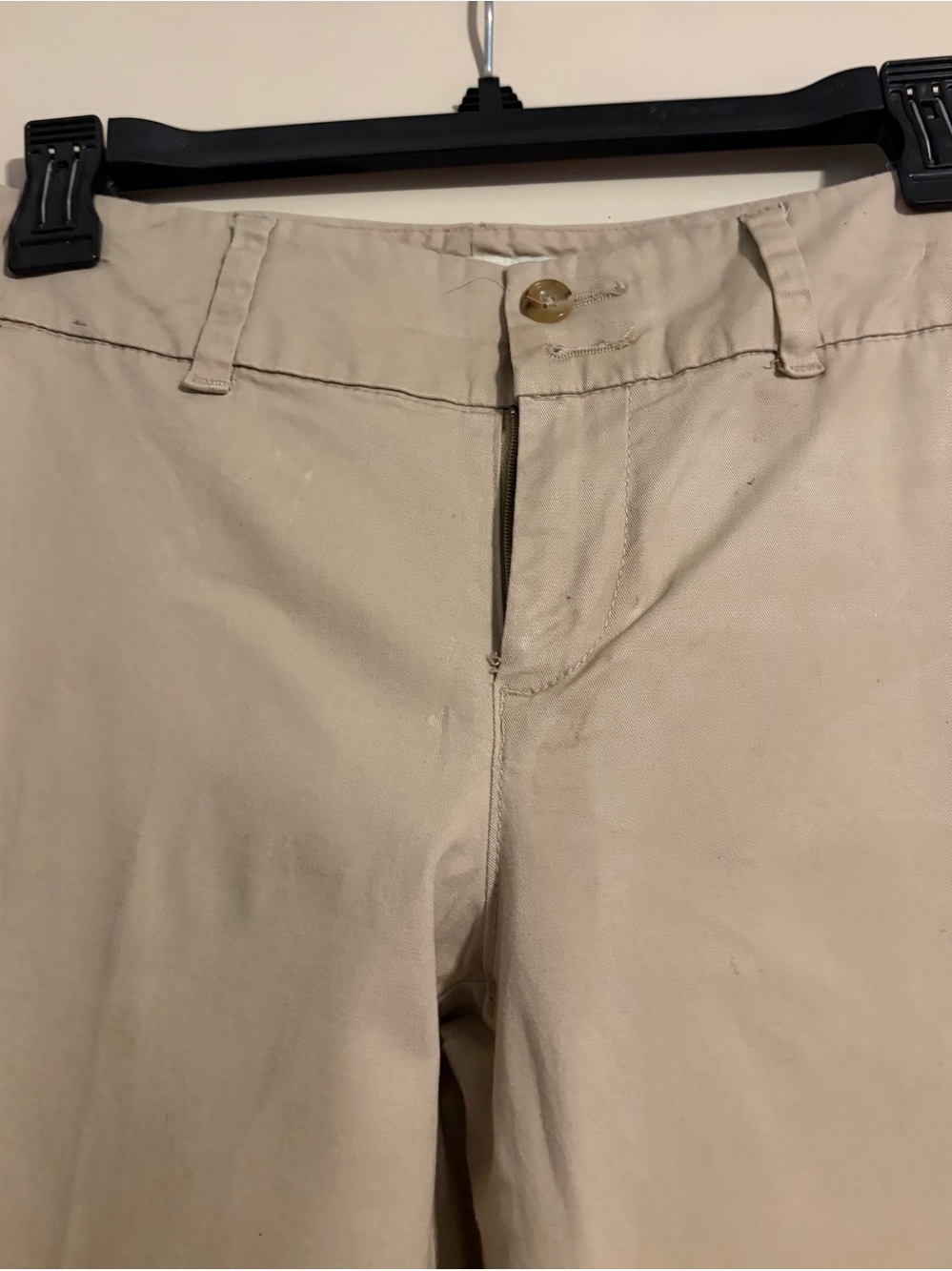Womens Classic Cropped Beige Chino Pants